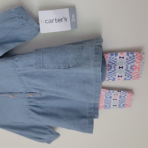 Carter's New 2 Piece Set Cotton Smock Top & Geometric Print Leggings 3 yrs - Picture 5 of 9